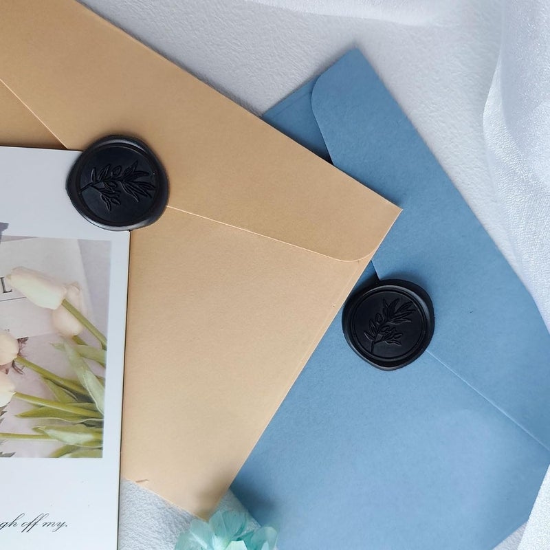 Pilloze 50Pcs Black Self-Adhesive Wax Seal Stickers - Wax Seal Perfect for Wedding Invitation or Envelope Good Adhesion and Easy to Use, Wedding Invitation Accessories - Image 5